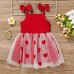 Baby girls Valentine dress Children's sleeveless halter knit dress Love print Princess mesh tulle skirt