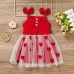 Baby girls Valentine dress Children's sleeveless halter knit dress Love print Princess mesh tulle skirt