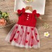 Baby girls Valentine dress Children's sleeveless halter knit dress Love print Princess mesh tulle skirt