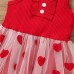 Baby girls Valentine dress Children's sleeveless halter knit dress Love print Princess mesh tulle skirt